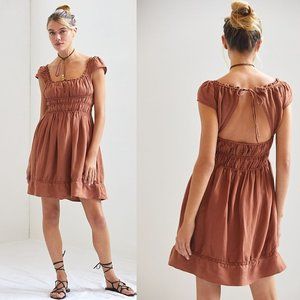Anthropologie Smocked-Waist Mini Dress